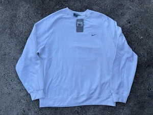 Vtg Nike Pullover Sweatshirt Men Sz XXL White 2005 Embroidered Swoosh Crewneck - Picture 1 of 5