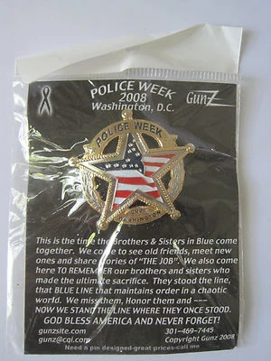 POLICE WEEK 2008 WASHINGTON DC BADGE PIN - MADE BY GUNZ - NEW - Image 1 of 2