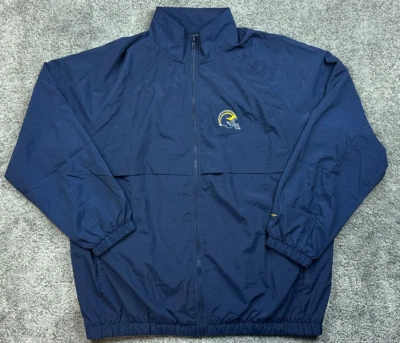 复古耐克密歇根狼獾夹克 XL 蓝色橄榄球头盔标志全拉链 — 第 1/4 张图片