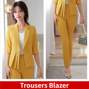 2Pcs Set Women Formal Office Uniform Business Suits Career Trousers Blazer OL - Picture 1 of 11