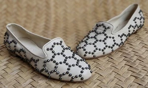 ALEXANDER MCQUEEN Womens Ivory Tone Studded Loafers Size 36 EU | 3 UK | 6 US - Picture 1 of 11