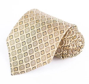 Joseph & Feiss Intl Tie Gold Geometric 100% Silk Necktie 58"L 4"W - Picture 1 of 6