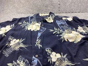 Izod Golf Shirt Mens X-Large Blue Floral Silk Aloha Waikiki Beach Hawaiian - Picture 1 of 10
