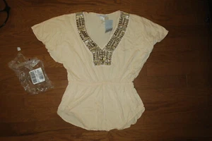 M ❤️ JUDY VICTORIA'S SECRET ❤️ SUMMER TOP TEE COTTON EMBELLISHED TANK BEACH - Picture 1 of 7