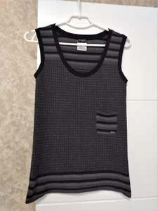 CHANEL Cashmere Sleeveless Sweater Blouse Top Shirt Tank Vest Gray Gilet 36 XS - Picture 1 of 16