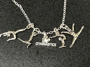 Gymnastics I Love Performer Athlete Charm Tibetan Silver 18" Necklace Mix 5 - Picture 1 of 2