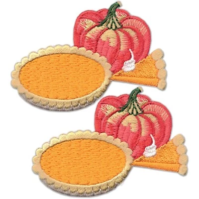 Parches de pastel de calabaza (paquete de 2) apliques de parche bordados de hierro de Acción de Gracias Foto 1 de 4