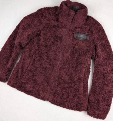 Chaqueta Sherpa Pendleton Mujer Deep Pile Cremallera Completa Talla Pequeña Rojo Borgoña Foto 1 de 4