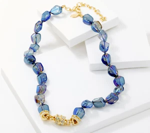 Kirks Folly BLUE NUGGET MAGNETIC NECKLACE goldtone - Picture 1 of 2