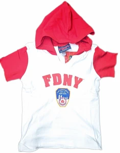 FDNY Kids Hoodie T-Shirt Youth NY Fire Dept Boys Girls Tee Red White (Small 6-8) - Picture 1 of 5