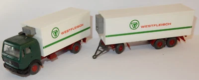 Micro WIKING Ho 1/87 Mercedes-benz MB 1635 + Rimorchio Westfleisch #458 No. Box - Immagine 1 di 4