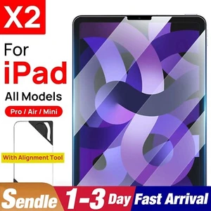 2x Tempered Glass Screen Protector F iPad Pro M4 11 10th 9 8 7 6 Air M3 6 5 4 3 - Picture 1 of 37