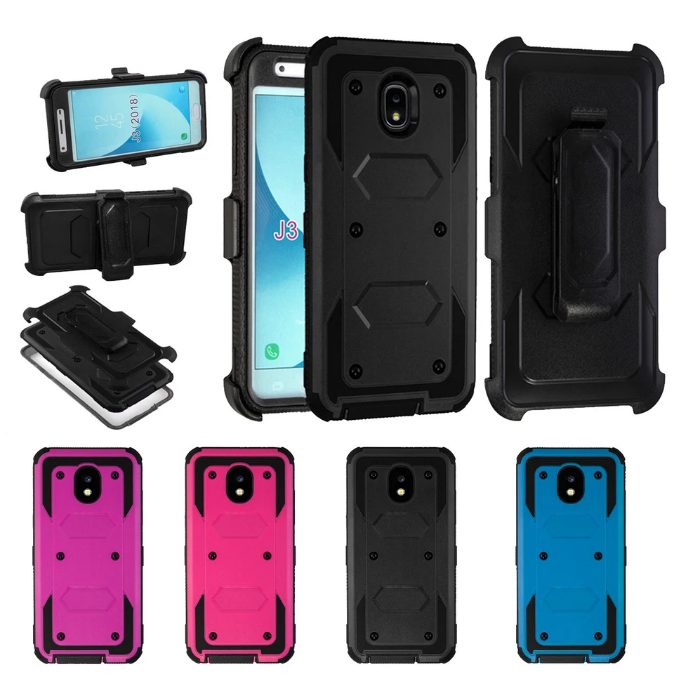 MIGNOVA Holster With Belt Clip Stand Hard Case Cover for Samsung Galaxy J3 2018 Achieve