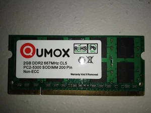 Barrette de RAM QUMOX 2Go DDR2 SODIMM CL5 667 PC2-5300 - Imagen 1 de 2