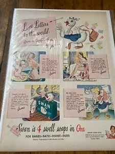Vintage 1944 Sapone del cigno lettere d'amore al mondo annuncio - Foto 1 di 1