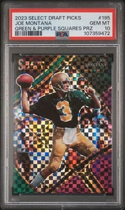 JoOE MONTANA 2023 Select Draft Picks Field Level Green & Purple #195 PSA 10 - Picture 1 of 2