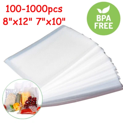 500/1000 Quart Vacuum Sealer Bags 8x12 7x10 Embossed Food Saver Storage Package - Image 1 of 4