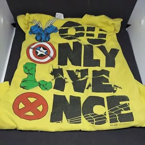 Camiseta para hombre YOLO You Only Live Once de Marvel Comics amarilla manga corta talla M - Imagen 1 de 3