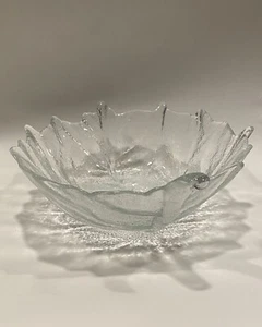 Vintage Blenko Clear Glass Cabbage Leaf Bowl #838L - Picture 1 of 5