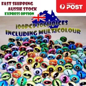 30-100pcs 6mm - 20mm Glass Eyes Dragon Lizard Frog Eyeballs Mixed Sets - Picture 1 of 17