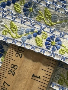 Baby blue, dk blue, floral jacquard woven trim, 1/2 inch wide, 12 yds@$18.00 - Picture 1 of 3