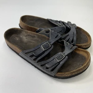 Birkenstock Granada Sandals Blue Leather Slip On Comfort - Size 41 EU/US 9.5 - Picture 1 of 16