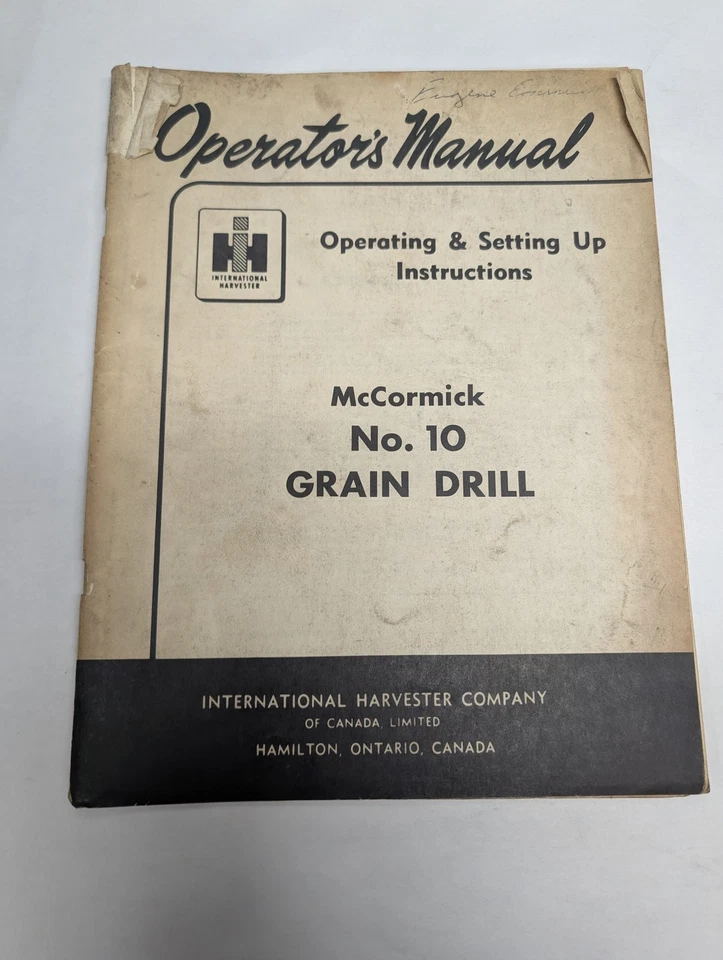 INTERNATIONAL IH MCCORMICK #10 TALADRO DE GRANO MANUAL INSTRUCCIONES DE CONFIGURACIÓN Foto 1 de 1