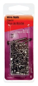Hillman 122543 Bright Steel 19 ga. x 1/2 in. Wire Nails 1.75 oz. (Pack of 6) - Picture 1 of 1