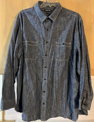 Lands' End Men's 3XL/T Blue Traditional Fit Denim Button Up Shirt - Image 1 of 4