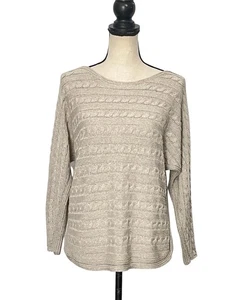 Massimo Dutti Cable Knit Sweater Women's Medium Natural Beige Quiet Luxury - Picture 1 of 11