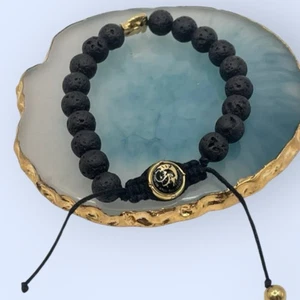 Diesel Mens Black Lava Beaded Bracelet - Picture 1 of 6