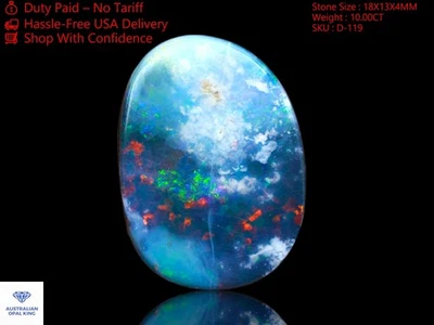 Lab-Created Oval Doublet Opal Gemstone 10.00 Cts Artisan Cabochon 18x13x4 mm - Image 1 of 4