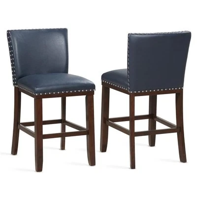 Banqueta Steve Silver Tiffanie madeira maciça 24" - Azul marinho-espresso - Imagem 1 de 4