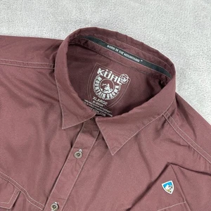 Kuhl Eluxur Shirt Mens XL Burgundy Button Up Short Sleeve Outdoors Hiking Casual - Picture 1 of 11