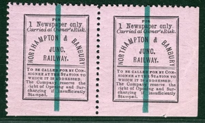 GB NORTHAMPTON & BANBURY JUNCTION RAILWAY Newspaper Stamp Pair Mint MM SILVER100 - Picture 1 of 14