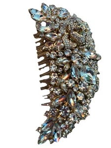 Grandmas Bridal wedding formal party  rhinestone jewel comb fascinator large 5” - Picture 1 of 7