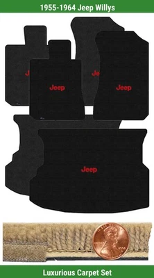Набор ковриков Custom Luxe для Jeep Willys 1955-1964 годов выпуска с логотипом (3 штуки) #TIZ - Изображение 1 из 4
