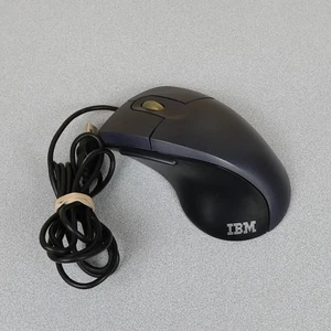 Mouse USB con cable de 4 botones IBM ScrollPoint modelo MO27FO LED azul metálico vintage - Imagen 1 de 8