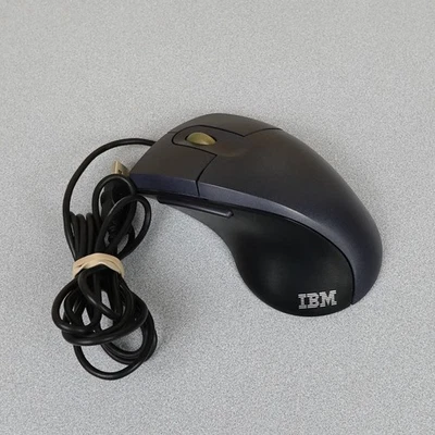 Vintage IBM ScrollPoint 4-Button Wired USB Mouse Model MO27FO Metallic Blue LED - Image 1 of 4
