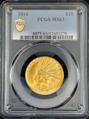 PCGS MS63 1914 Indian $10 Gold Eagle 0.4838 Oz Gold US Coin 57691270 - Image 1 of 4