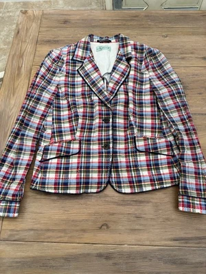 Chaqueta a cuadros Stephanie Schaich Madrás, talla 12 Foto 1 de 4
