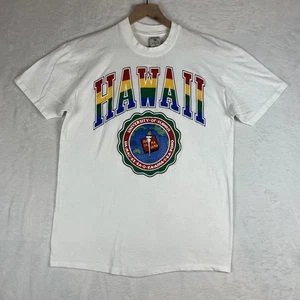 VTG University of Hawaii T Shirt Mens XL White Galt Sand Puffy Spellout Crest - Picture 1 of 13