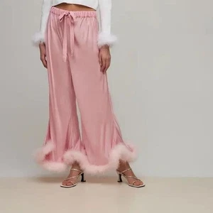 Schlafanzug Marke Rosa Türkei Feder Pyjamahose Viskose XS/S Designer Neu - Bild 1 von 8