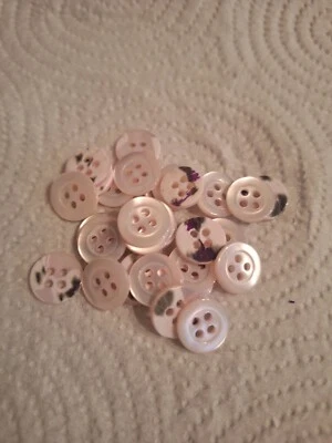 10 Perlmutt Knöpfe hellrosa/rosè schimmernd, Set, ca. 15 mm, Konvolut, 24" - Bild 1 von 2