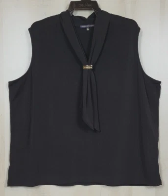 Adrienne Vittadini Para Mujer 3X Negro Metal Acento Bufanda Cuello Sin Mangas Tejido Top Foto 1 de 4