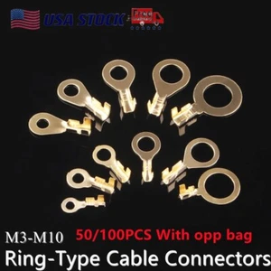 Non-Insulated Copper Crimp Ring Terminals Wire Connector Spade Electrical Kit US - Picture 1 of 23