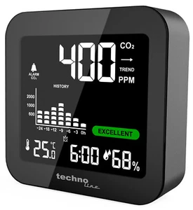 Technoline Monitor WL1025 Co2-Monitor, Co2-Messer, Co2 Messgerät, schwarz - Bild 1 von 8