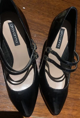 As New Giovanna Women Size 7 Black Patented Leather High Heels With Straps - image 1 of 4