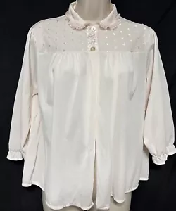 GIACCA DA LETTO VINTAGE ANNI 50 FILMAID DELICATA PIZZO ROSA NYLON etichetta 36/38 busto 44" taglia GRANDE - Foto 1 di 4
