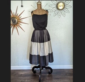 Vintage Jean of California 1950s Cocktail Party Dress Black and Gray Tea Length - Picture 1 of 13